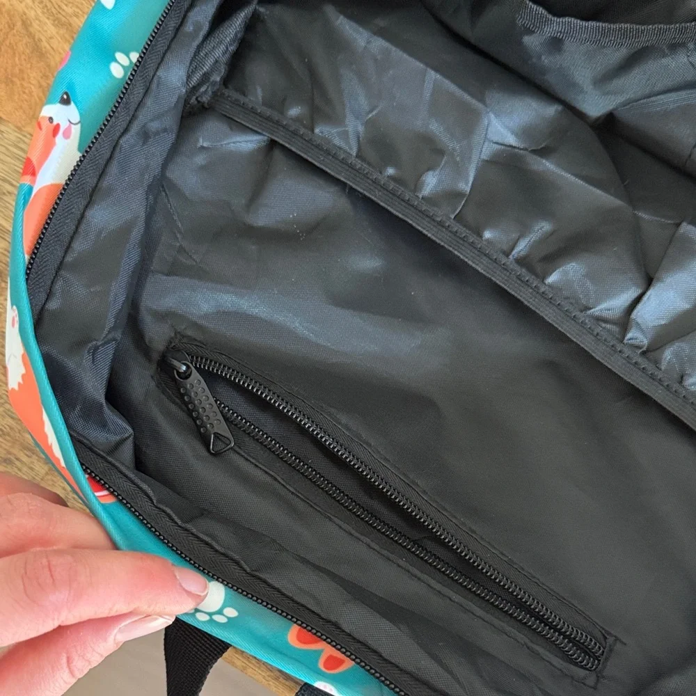Teal Corgi Backpack Multiple Compartments - Picture 7 of 8